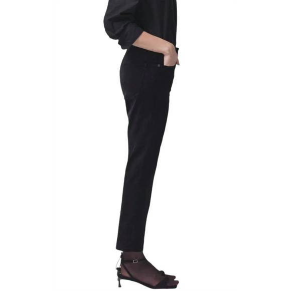 NEW CITIZENS OF HUMANITY isola cropped boot in velvet jeans in blk - Picture 2 of 4